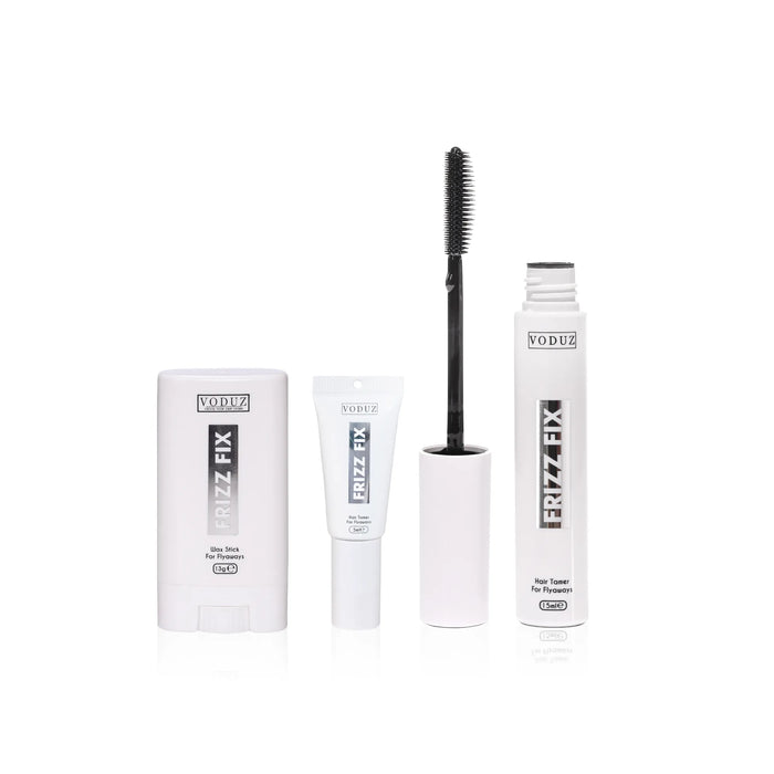 Voduz Frizz Fix Bundle with wax sticks and 15ml Frizz Fix for taming frizz, flyaways, and sleek hair on-the-go.