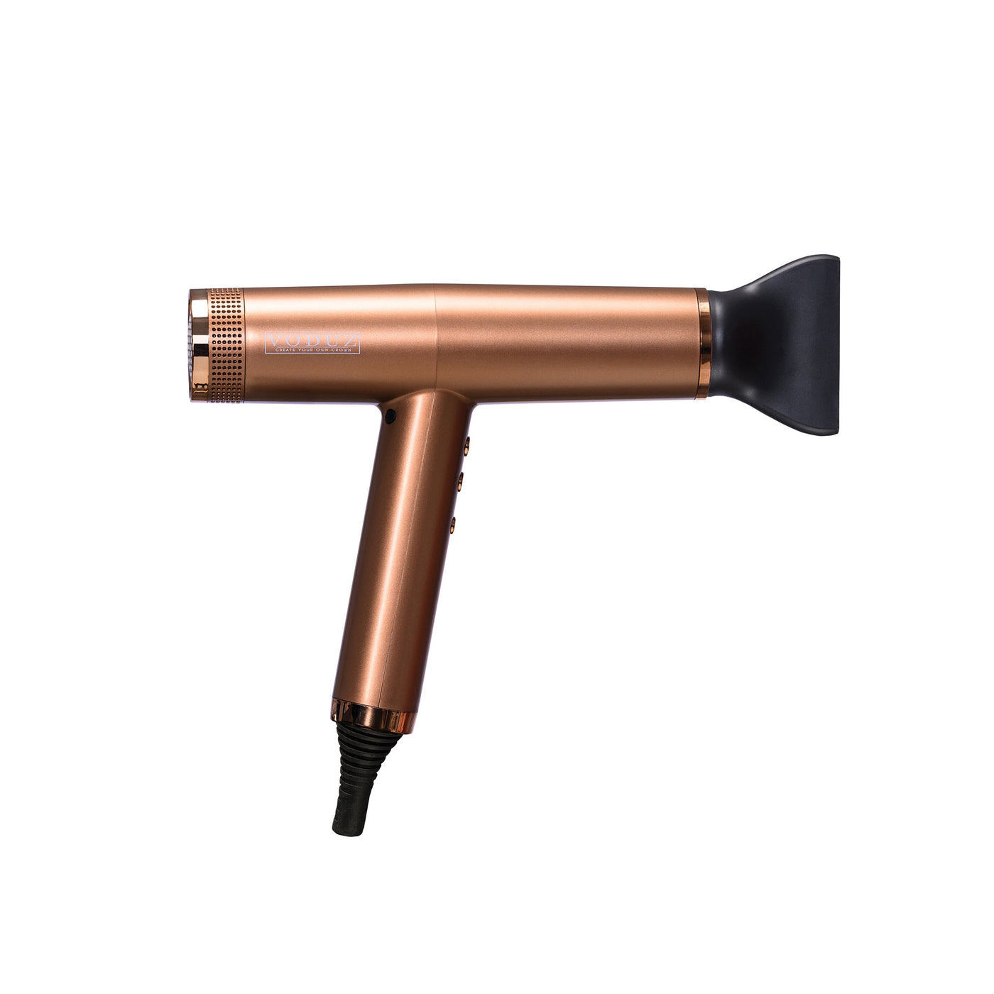 Bronze Voduz Blow Out Pro hair dryer with black nozzle on a white background