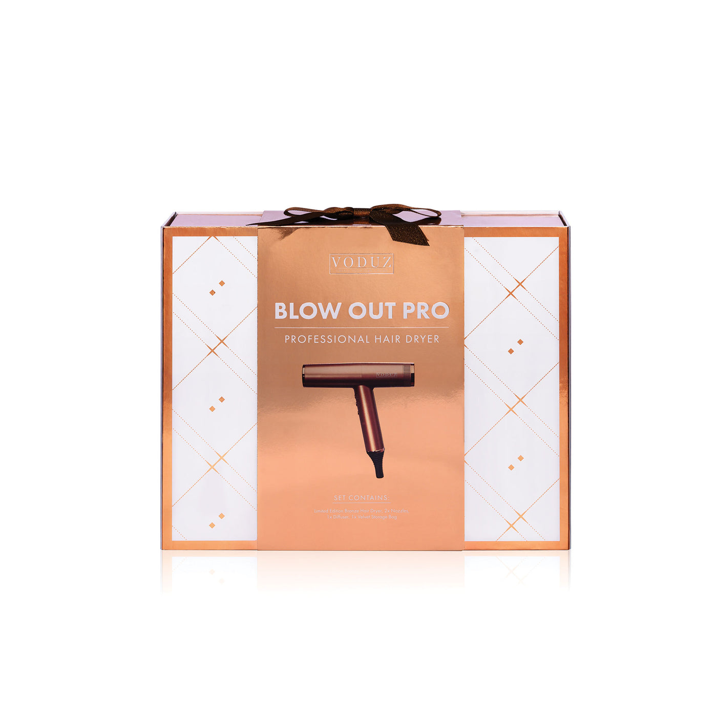 Bronze Voduz Blow Out Pro professional hair dryer packaging on a white background