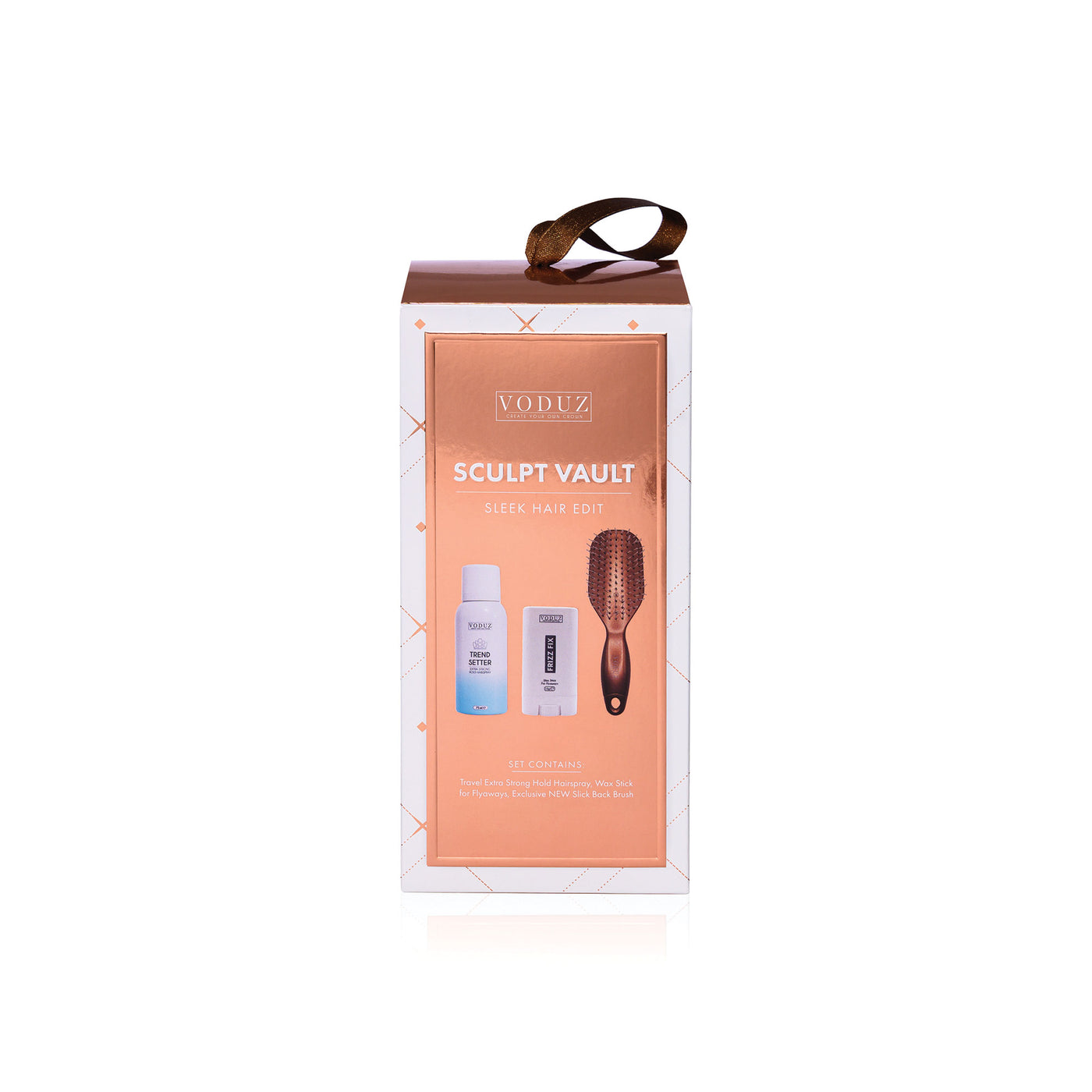 Voduz Sculpt Vault hair care set packaging on a white background