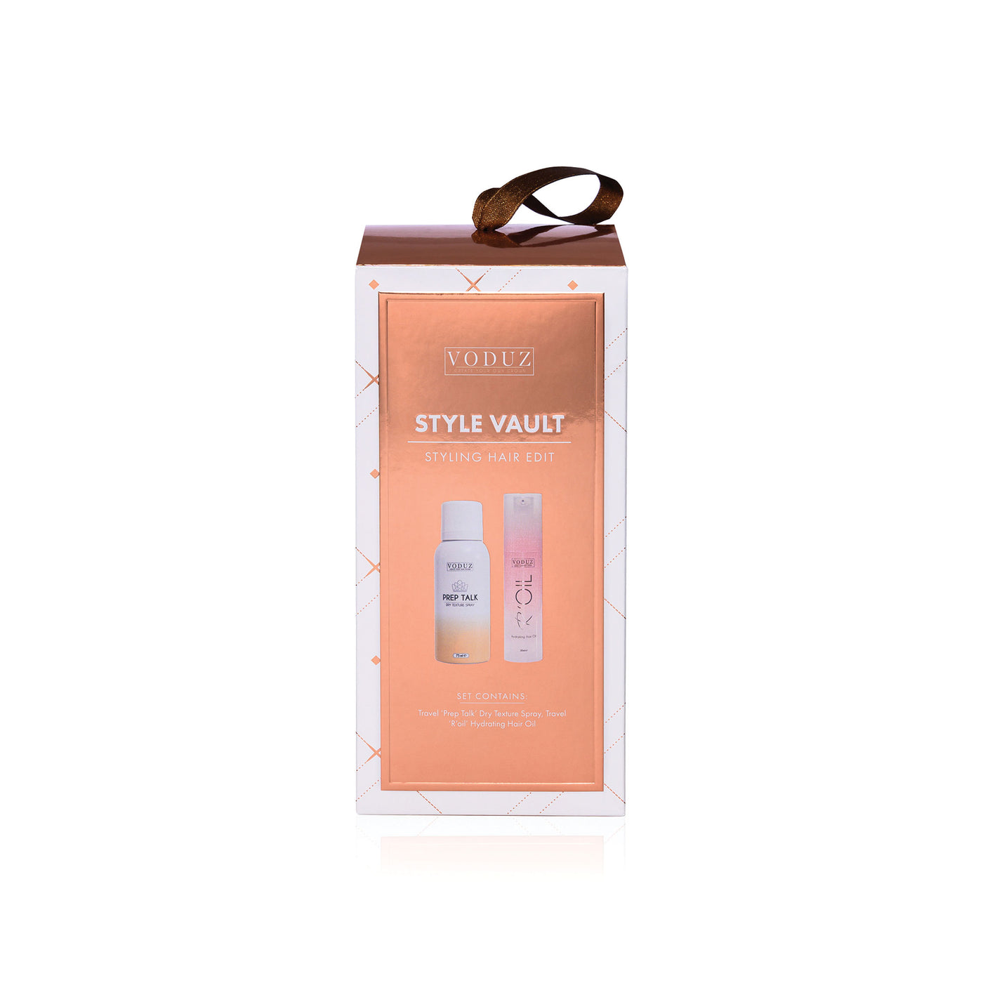 Voduz Style Vault hair product set packaging on a white background
