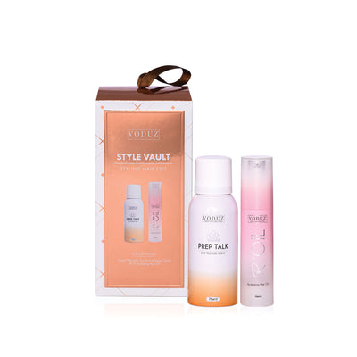 Voduz hair care product set with a box on a white background
